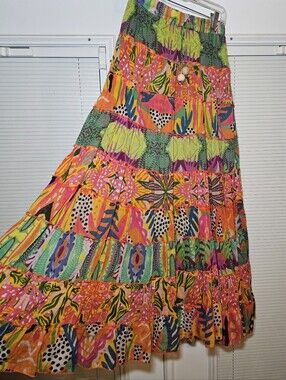 Bianca Paris Boho Maxi Skirt Size TU Small Medium Large Boutique Flowy Lined